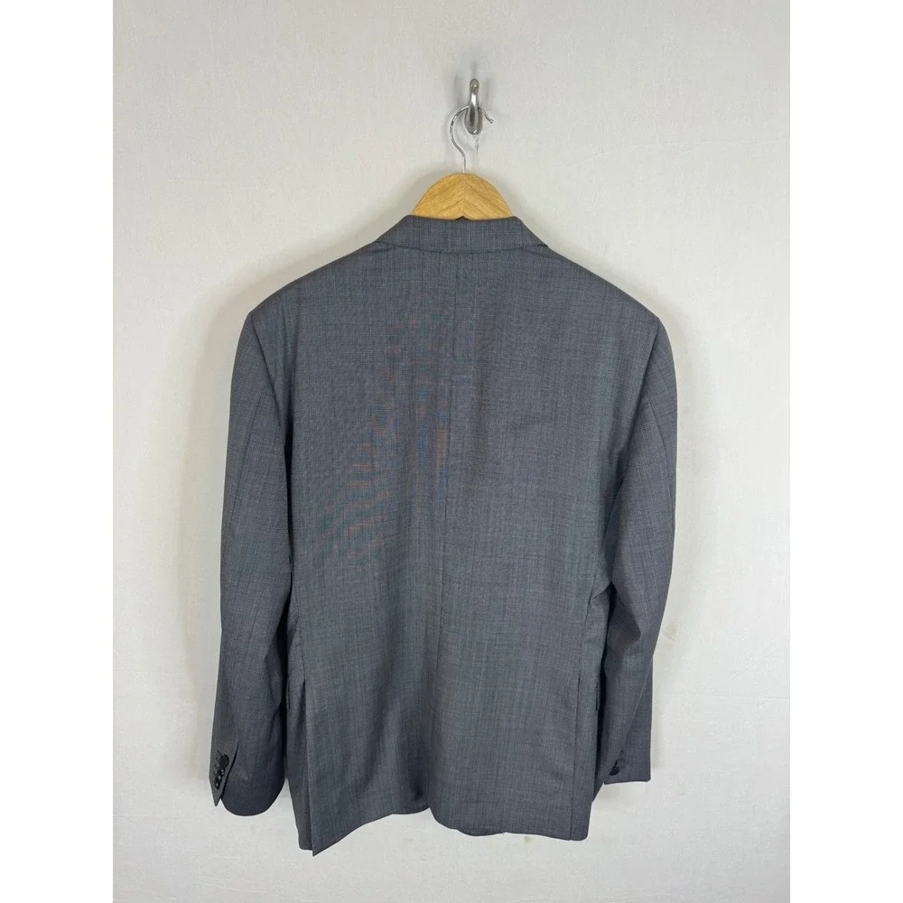 Z Zegna City Grey Wool Micro Check 2 Button Suit Jacket Blazer Size 40